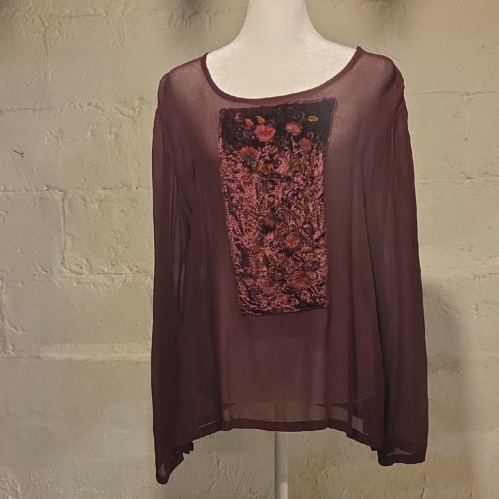 Elegant Sheer Floral Panel Top